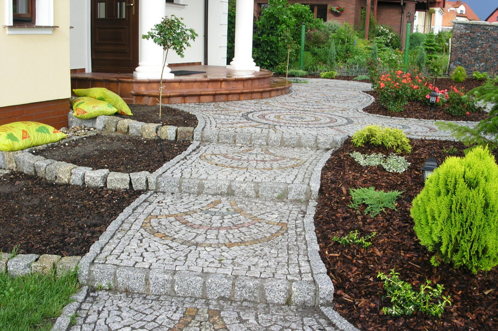 Decorative paving and landscaped entrance in Crewe
