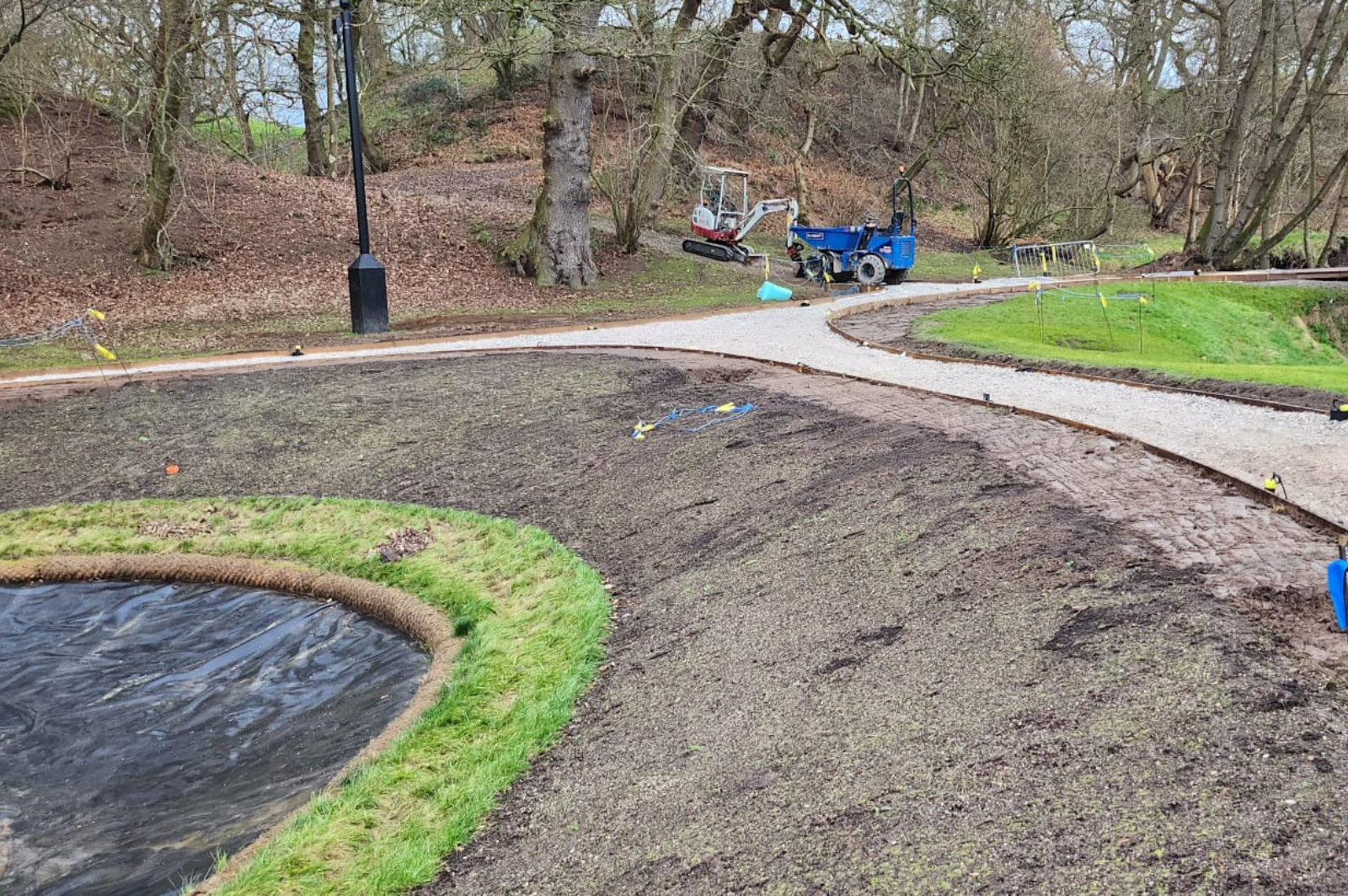 Park pathway groundworks project near London