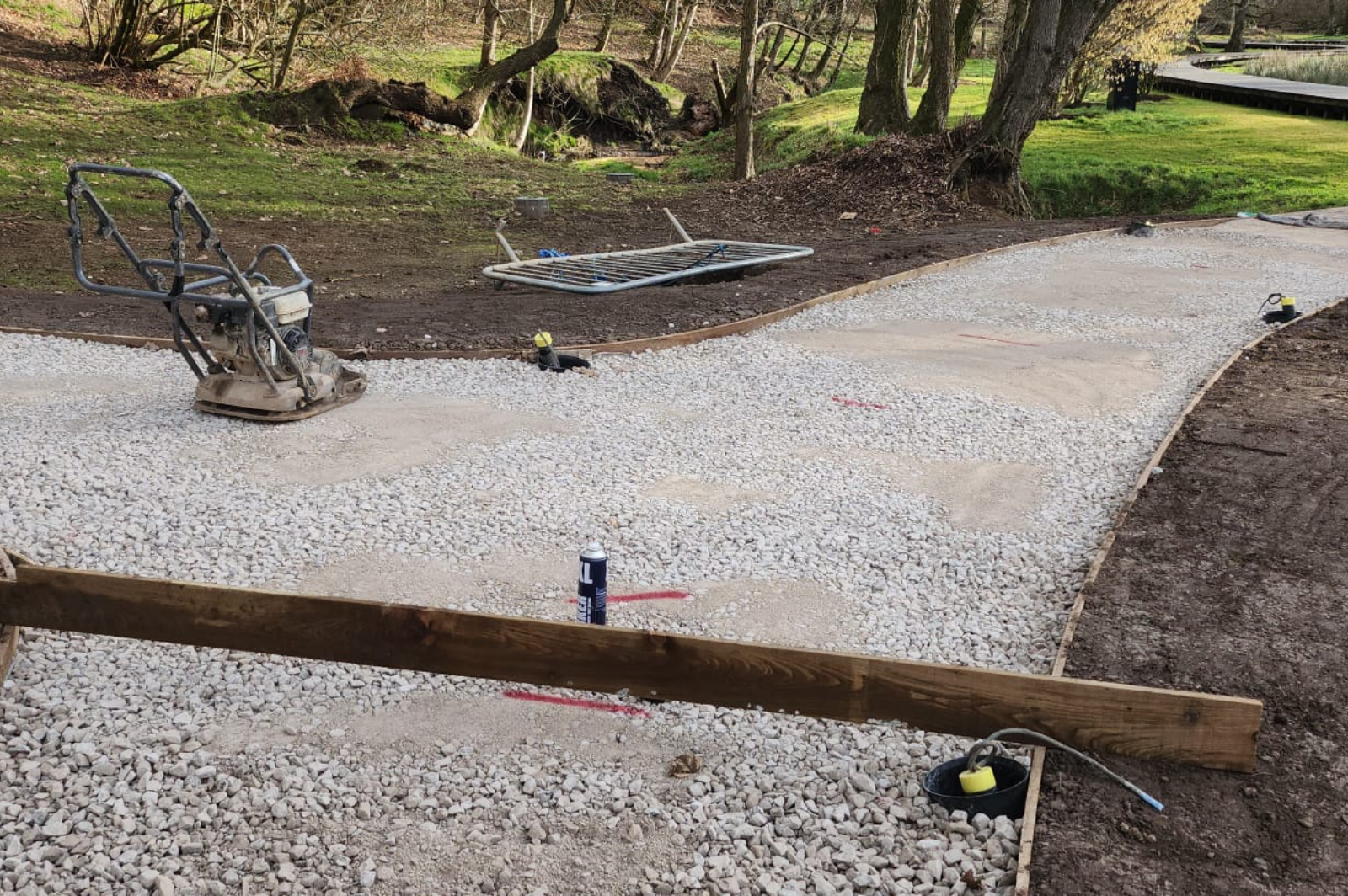Waterway bridge and embankment groundworks