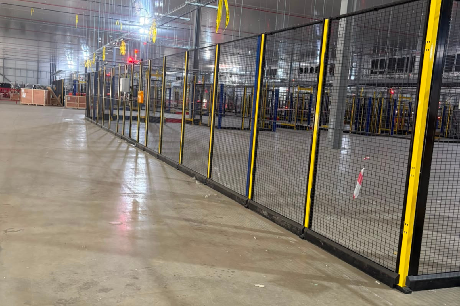 Yellow safety access platforms and handrails